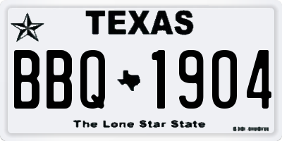 TX license plate BBQ1904
