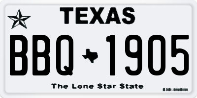 TX license plate BBQ1905