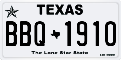TX license plate BBQ1910