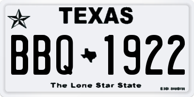 TX license plate BBQ1922