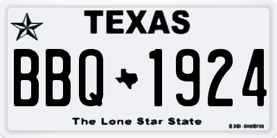 TX license plate BBQ1924