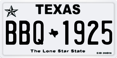 TX license plate BBQ1925