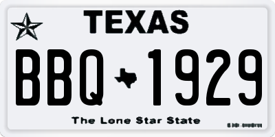 TX license plate BBQ1929