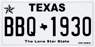 TX license plate BBQ1930