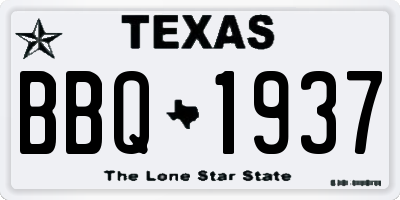 TX license plate BBQ1937