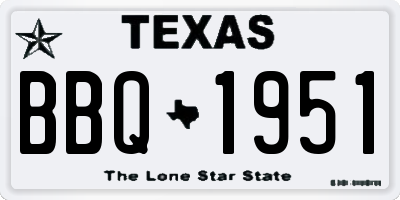 TX license plate BBQ1951