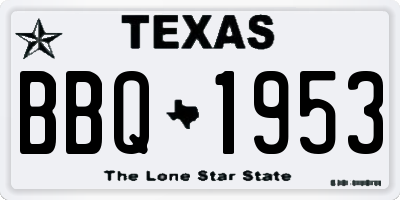 TX license plate BBQ1953