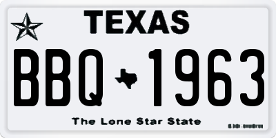 TX license plate BBQ1963