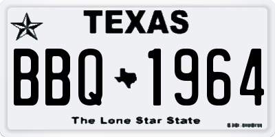 TX license plate BBQ1964