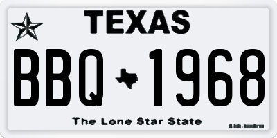 TX license plate BBQ1968