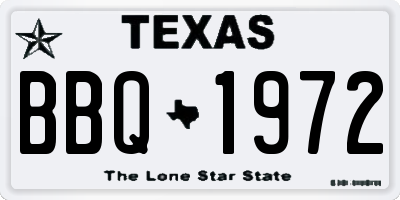 TX license plate BBQ1972