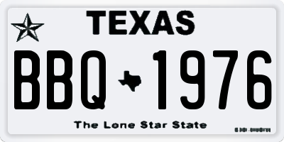 TX license plate BBQ1976