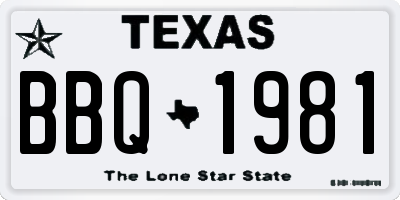 TX license plate BBQ1981