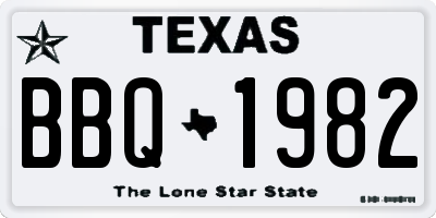 TX license plate BBQ1982