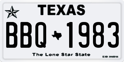 TX license plate BBQ1983