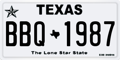 TX license plate BBQ1987