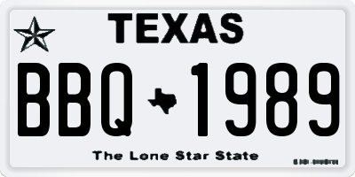TX license plate BBQ1989