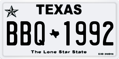 TX license plate BBQ1992