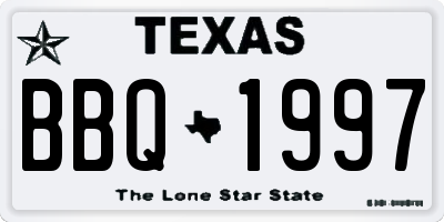 TX license plate BBQ1997