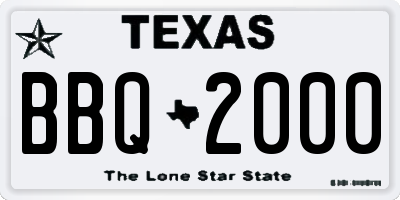 TX license plate BBQ2000
