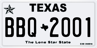 TX license plate BBQ2001