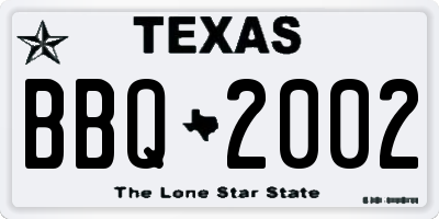 TX license plate BBQ2002