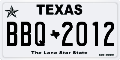 TX license plate BBQ2012