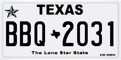 TX license plate BBQ2031