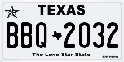 TX license plate BBQ2032