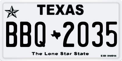 TX license plate BBQ2035
