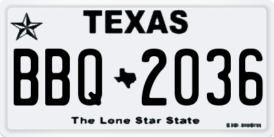 TX license plate BBQ2036