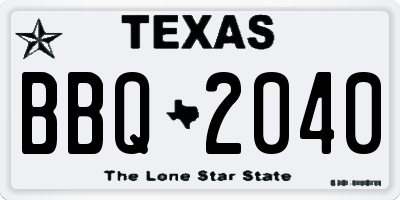 TX license plate BBQ2040