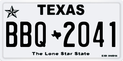 TX license plate BBQ2041