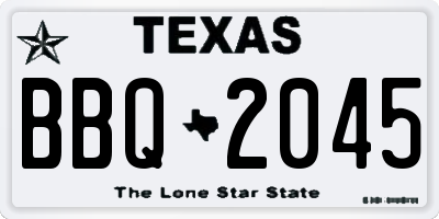 TX license plate BBQ2045