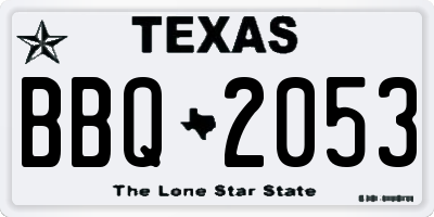 TX license plate BBQ2053