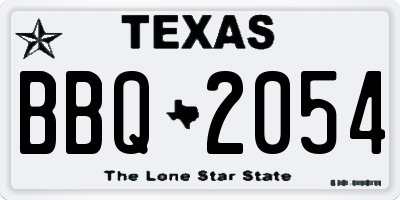 TX license plate BBQ2054