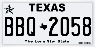 TX license plate BBQ2058