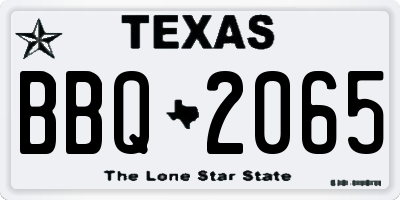 TX license plate BBQ2065