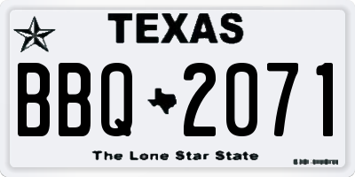 TX license plate BBQ2071
