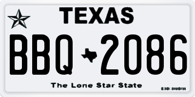 TX license plate BBQ2086