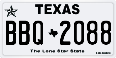 TX license plate BBQ2088