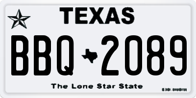 TX license plate BBQ2089