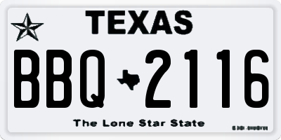 TX license plate BBQ2116