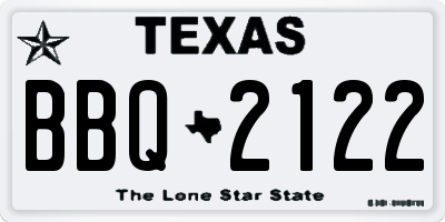 TX license plate BBQ2122