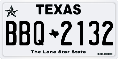 TX license plate BBQ2132
