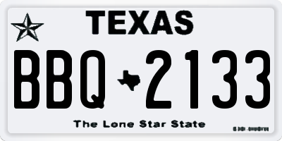 TX license plate BBQ2133