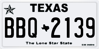 TX license plate BBQ2139