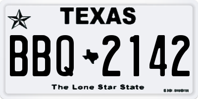 TX license plate BBQ2142