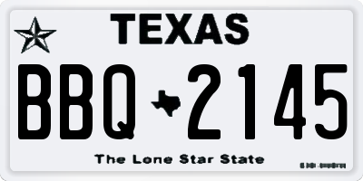 TX license plate BBQ2145