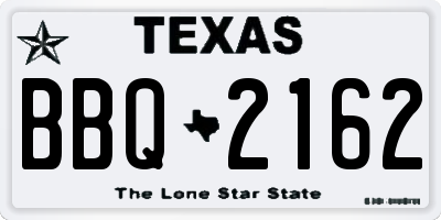 TX license plate BBQ2162